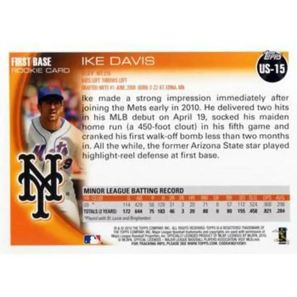 2010 Topps Update Ike Davis RC US-15 New York Mets